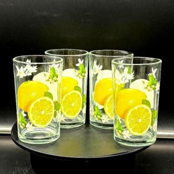 Vintage 1960's Imperial Glass Lemonade Juice Citrus Glasses Set of 4 - Picture 1 of 8
